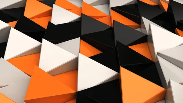Modello Prismi Triangolo Nero Bianco Arancione Muro Prismi Astratto Sfondo — Foto Stock