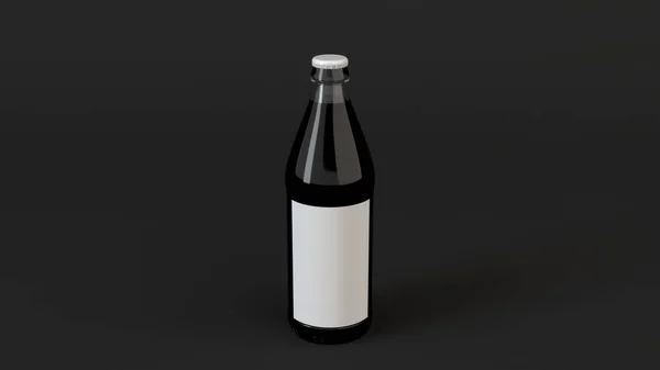Transprent 啤酒瓶0 与空白白色标签黑色背景 设计或品牌模板 渲染插图 — 图库照片