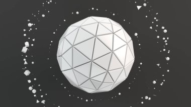 Arka plan beyaz küre üzerinde siyah yüzey ile. 3D render illüstrasyon