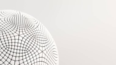 Arka plan beyaz yüzeyi beyaz küre ile. 3D render illüstrasyon