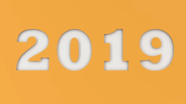 Angka Putih 2019 Dipotong Dalam Kertas Oranye Tahun Baru 2019 — Stok Foto