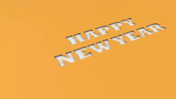 Bianco Felice Anno Nuovo parole tagliate in carta arancione — Foto Stock