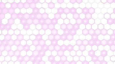 3d arka plan mor parlak zemin üzerine beyaz altıgenler yapılmış. Altıgen yanarak bahislerin doğru duvarına. Petek desen. 3D render illüstrasyon