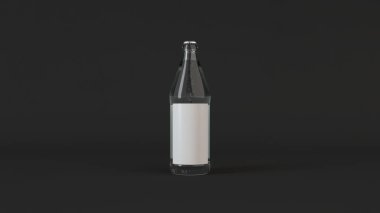 Yukarı transprent su şişe 0,5 l siyah arka plan üzerine beyaz boş etiket ile ilgili alay et. Tasarım veya marka şablonu. 3D render illüstrasyon
