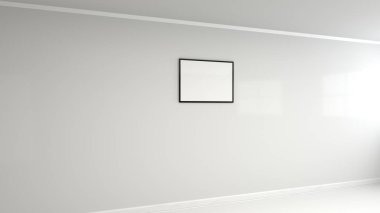 Duvardaki siyah çerçeve boş beyaz poster