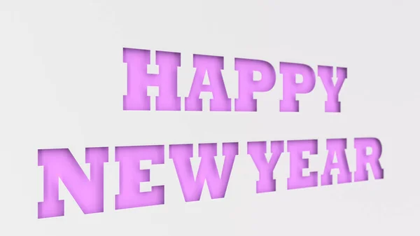 Purple Happy New Year Mots Coupés Papier Blanc Illustration Rendu — Photo