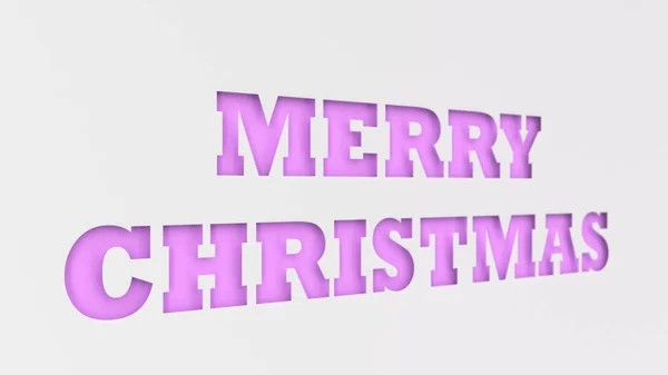 Purple Merry Christmas Words Cut White Paper Rendering Illustration — Stock Photo, Image