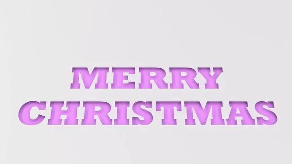 紫のメリー クリスマスの言葉は ホワイト ペーパーをカットします レンダリング図 — ストック写真