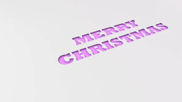 Purple Merry Christmas Words Cut White Paper Rendering Illustration — Stock Photo, Image