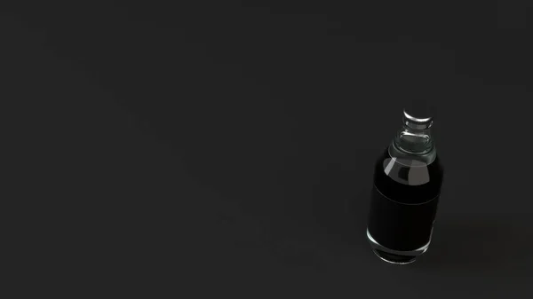 Макет Прозорої Пляшки Водою 33Л Порожньою Чорною Етикеткою Чорному Тлі — стокове фото