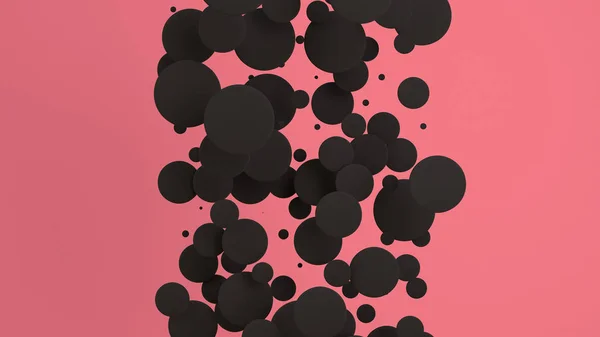 Чорні Диски Випадкового Розміру Червоному Тлі Абстрактний Фон Колами Хмара — стокове фото