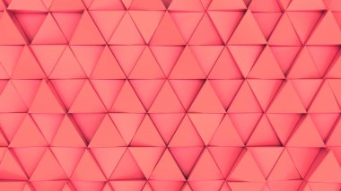 Kırmızı üçgen prizmalar deseni. Prizmalar duvarına. 3d arka plan. 3D render illüstrasyon.