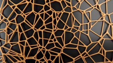 Soyut Turuncu Siyah arka plan üzerine 3d rendeleyin. Hoparlör ızgara. Kaotik satır yapısı. 3D render illüstrasyon