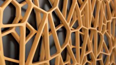 Soyut Turuncu Siyah arka plan üzerine 3d rendeleyin. Hoparlör ızgara. Kaotik satır yapısı. 3D render illüstrasyon