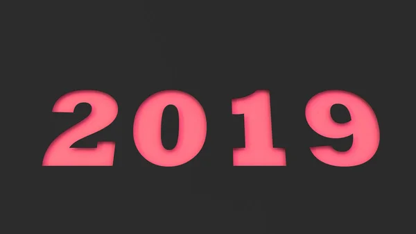 Número Rojo 2019 Cortado Papel Negro Signo Año Nuevo 2019 — Foto de Stock