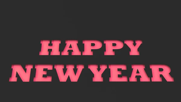 Красные Слова Happy New Year Нарезанные Черной Бумагой Рендеринг — стоковое фото