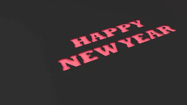 Red Happy New Year Parole Tagliate Carta Nera Illustrazione Rendering — Foto Stock