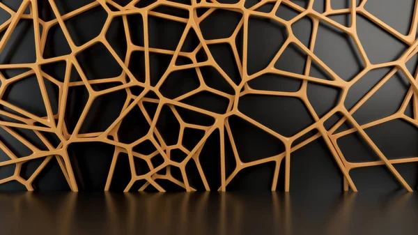 Soyut Turuncu Siyah arka plan üzerine 3d rendeleyin. Hoparlör ızgara. Kaotik satır yapısı. 3D render illüstrasyon