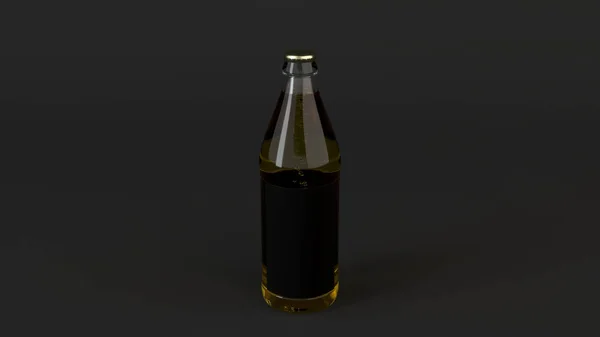 Mock Του Transprent Μπουκάλι Μπύρας Κενή Μαύρη Ετικέτα Μαύρο Φόντο — Φωτογραφία Αρχείου