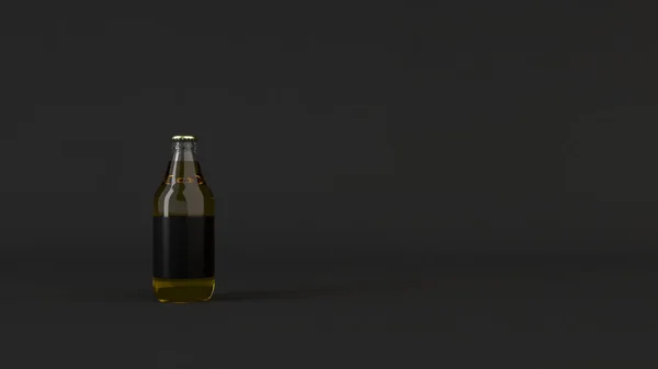 Maquette Bouteille Bière Transparente 33L Avec Étiquette Noire Vierge Sur — Photo