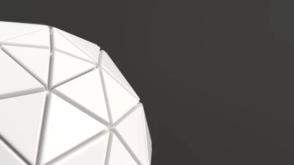 Abstract background with white sphere on the black surface. 3D render illustration