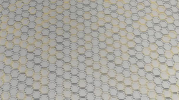 Fundo Tecnológico Abstrato Feito Hexágonos Brancos Com Brilho Amarelo Parede — Vídeo de Stock