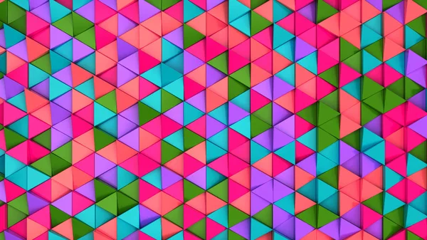 紫色和蓝色三角形棱镜的图案 棱镜墙 抽象3D 渲染插图 — 图库照片