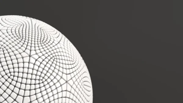 Abstract background with white sphere on the black surface. 3D render illustration