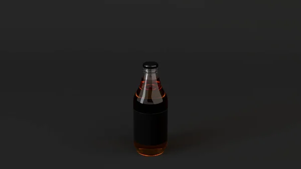 Maquette Bouteille Bière Transparente 33L Avec Étiquette Noire Vierge Sur — Photo