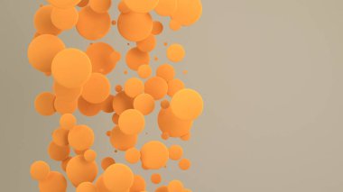 Turuncu yuvarlak yüzey-in beyaz arka plan üzerinde rasgele boyutu. Arka plan daire ile. Bulut çevrelerin duvar önünde. 3D render illüstrasyon