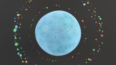 Arka plan mavi küre üzerinde siyah yüzey ile. 3D render illüstrasyon