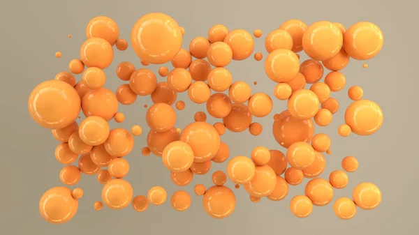 Orangefarbene Kugeln Zufälliger Größe Auf Weißem Hintergrund Abstrakter Hintergrund Mit — Stockfoto