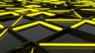 Duvar siyah dikdörtgen sarı parlak öğelerle döşer. Kare kiremit kılavuz. Arka plan. 3D render