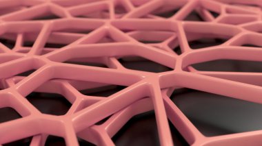 Siyah arka plan üzerine soyut kırmızı 3d rendeleyin. Hoparlör ızgara. Kaotik satır yapısı. 3D render illüstrasyon