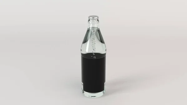 Χλευάσουμε Επάνω Του Transprent Μπουκάλι Νερό Κενή Μαύρη Ετικέτα Άσπρο — Φωτογραφία Αρχείου