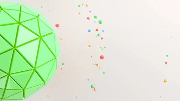 Fundo Abstrato Com Esfera Verde Superfície Branca Ilustração Renderização — Fotografia de Stock