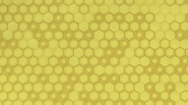 3d arka plan sarı altıgenler yaptı. Altıgen yanarak bahislerin doğru duvarına. Petek desen. 3D render illüstrasyon