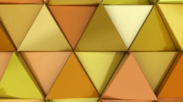 Sarı Renk Üçgen Prizmalar Deseni Prizmalar Duvarına Arka Plan Render — Stok fotoğraf