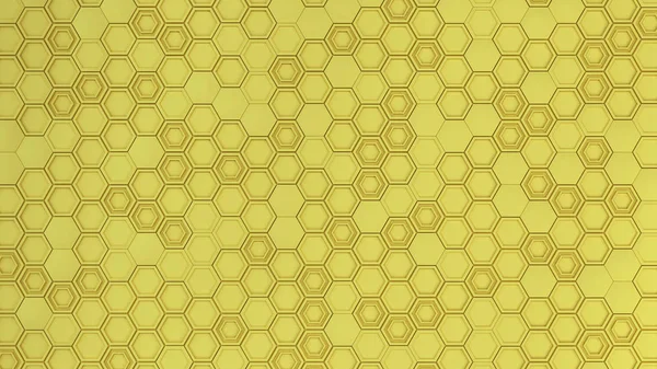 추상적인 노란색 육각형의 만든입니다 육각형의 벽입니다 패턴입니다 렌더링 — 스톡 사진