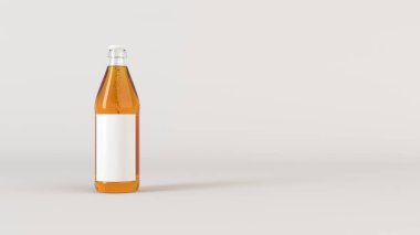 Yukarı transprent bira şişe 0,5 l beyaz arka plan üzerinde boş beyaz etiket ile ilgili alay et. Tasarım veya marka şablonu. 3D render illüstrasyon
