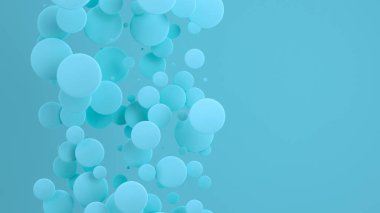 Mavi yuvarlak yüzey-in mavi arka plan üzerinde rasgele boyutu. Arka plan daire ile. Bulut çevrelerin duvar önünde. 3D render illüstrasyon