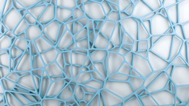 Beyaz arka plan üzerinde soyut mavi 3d rendeleyin. Hoparlör ızgara. Kaotik satır yapısı. 3D render illüstrasyon