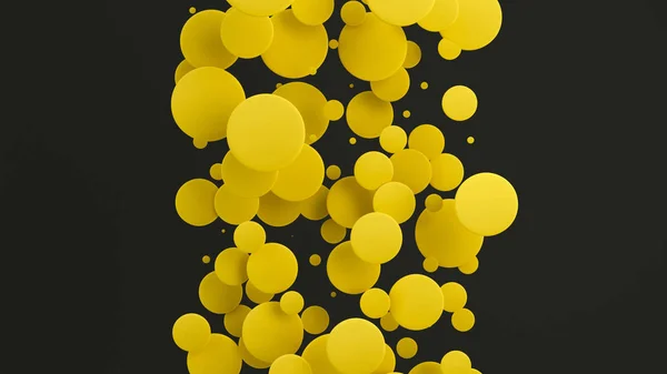 Rastgele Büyüklükteki Siyah Zemin Üzerine Sarı Diskleri Arka Plan Daire — Stok fotoğraf