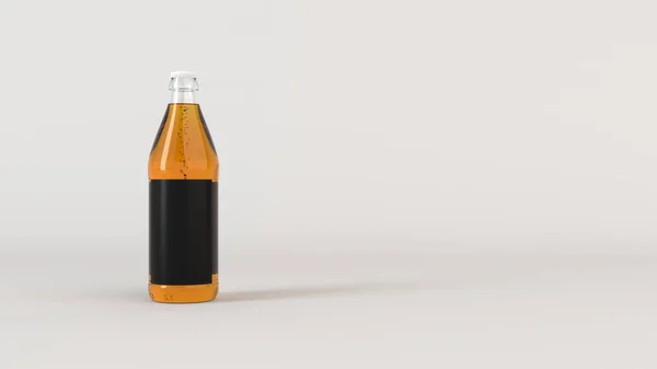 Изображение Прозрачной Бутылки Пива Чистой Черной Этикеткой Белом Фоне Дизайн — стоковое фото