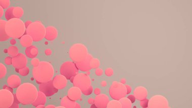 Rastgele büyüklükteki beyaz zemin üzerine kırmızı diskler. Arka plan daire ile. Bulut çevrelerin duvar önünde. 3D render illüstrasyon