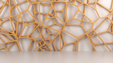 Soyut Turuncu Beyaz arka plan üzerinde 3d rendeleyin. Hoparlör ızgara. Kaotik satır yapısı. 3D render illüstrasyon