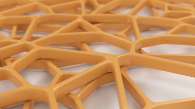 Soyut Turuncu Beyaz arka plan üzerinde 3d rendeleyin. Hoparlör ızgara. Kaotik satır yapısı. 3D render illüstrasyon