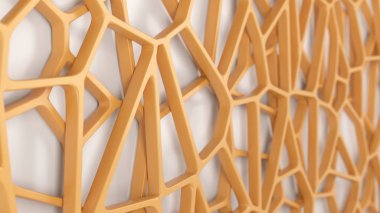 Soyut Turuncu Beyaz arka plan üzerinde 3d rendeleyin. Hoparlör ızgara. Kaotik satır yapısı. 3D render illüstrasyon