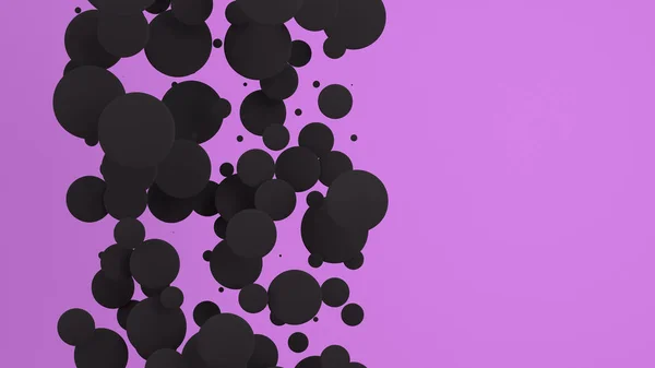 Discos Negros Tamaño Aleatorio Sobre Fondo Púrpura Fondo Abstracto Con — Foto de Stock
