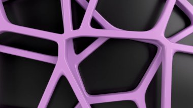 Siyah arka plan üzerine soyut mor 3d rendeleyin. Hoparlör ızgara. Kaotik satır yapısı. 3D render illüstrasyon